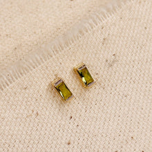 Load image into Gallery viewer, 18k Gold Filled Baguette Birthstone Stud Earrings