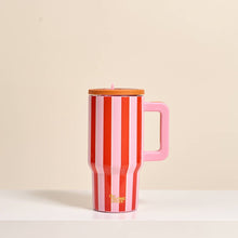 Load image into Gallery viewer, 20 oz Lifestyle Flip Straw Tumbler–Sicily Stripes Pink