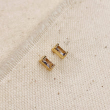 Load image into Gallery viewer, 18k Gold Filled Baguette Birthstone Stud Earrings