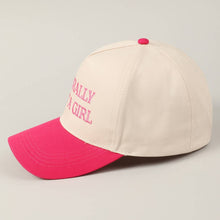 Load image into Gallery viewer, Literally Just A Girl Embroidery Two Tone Trucker Hat