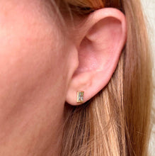 Load image into Gallery viewer, 18k Gold Filled Baguette Birthstone Stud Earrings