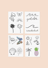 Load image into Gallery viewer, Beach Bum Temporary Tattoo Pack