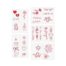 Load image into Gallery viewer, Red Ink Temporary Tattoo Pack