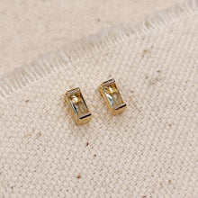 Load image into Gallery viewer, 18k Gold Filled Baguette Birthstone Stud Earrings