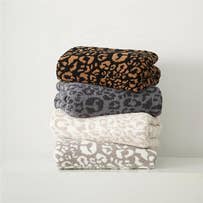 Load image into Gallery viewer, Luxe Leopard Throw Blanket - Stone Leopard