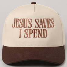 Load image into Gallery viewer, JESUS SAVES I SPEND Embroidery Trucker Hat
