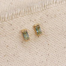 Load image into Gallery viewer, 18k Gold Filled Baguette Birthstone Stud Earrings