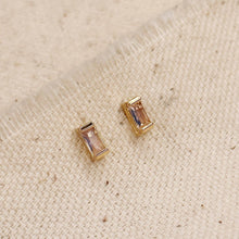 Load image into Gallery viewer, 18k Gold Filled Baguette Birthstone Stud Earrings