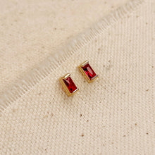 Load image into Gallery viewer, 18k Gold Filled Baguette Birthstone Stud Earrings