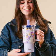 Load image into Gallery viewer, 20 oz Lifestyle Flip Straw Tumbler-Bouquet Beauty Purple