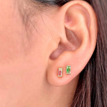 Load image into Gallery viewer, 18k Gold Filled Baguette Birthstone Stud Earrings
