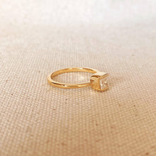 Load image into Gallery viewer, Dainty 18k Gold Filled Square Solitaire Ring