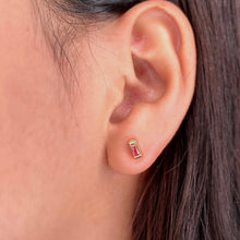 Load image into Gallery viewer, 18k Gold Filled Baguette Birthstone Stud Earrings