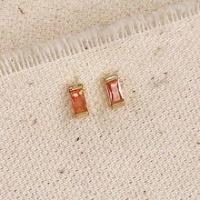 Load image into Gallery viewer, 18k Gold Filled Baguette Birthstone Stud Earrings