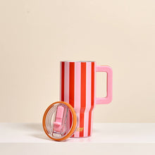 Load image into Gallery viewer, 20 oz Lifestyle Flip Straw Tumbler–Sicily Stripes Pink