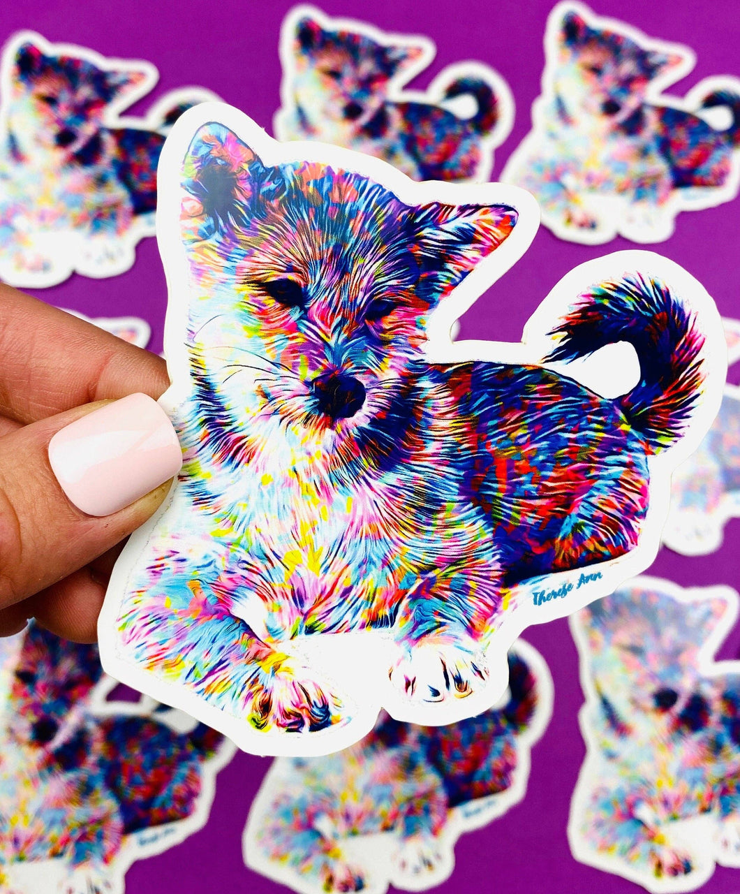 Shiba Inu Sticker Colorful Abstract Cute Shiba Inu Dog Decal