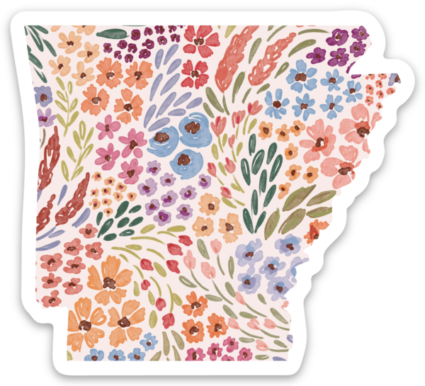 Arkansas Floral State Sticker 3x2.75