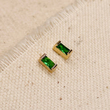 Load image into Gallery viewer, 18k Gold Filled Baguette Birthstone Stud Earrings
