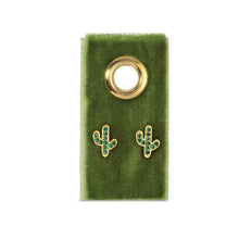 Load image into Gallery viewer, Green Pave Cactus On Velvet Gift Tag
