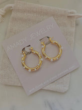 Load image into Gallery viewer, Pearls Gold Hoop Earrings Stainless Steel waterproof
