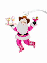 Load image into Gallery viewer, Making Spirits Bright - Western Santa Acrylic Ornament

