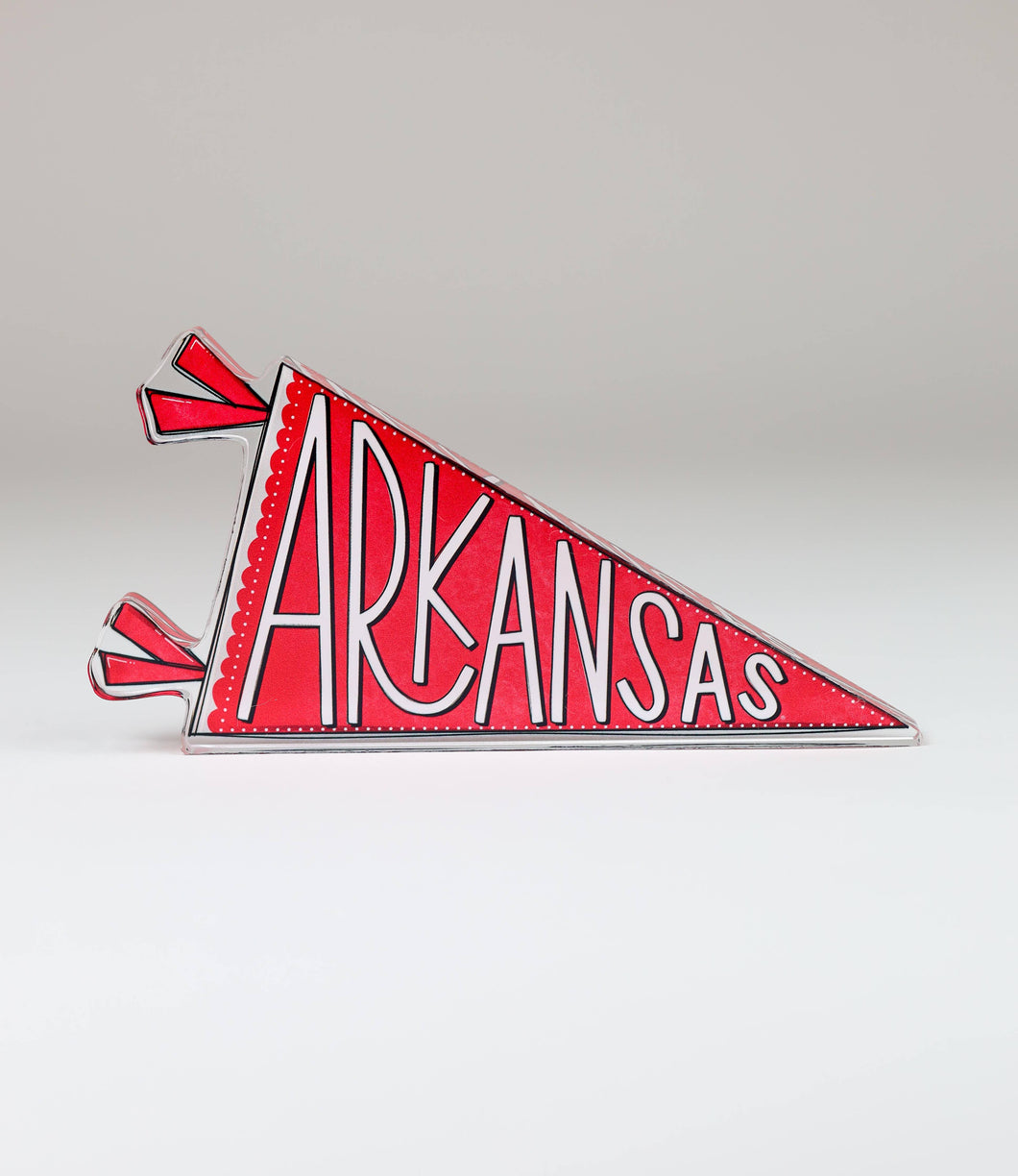 Arkansas Pennant Flag Acrylic Shelfie | College Art Block