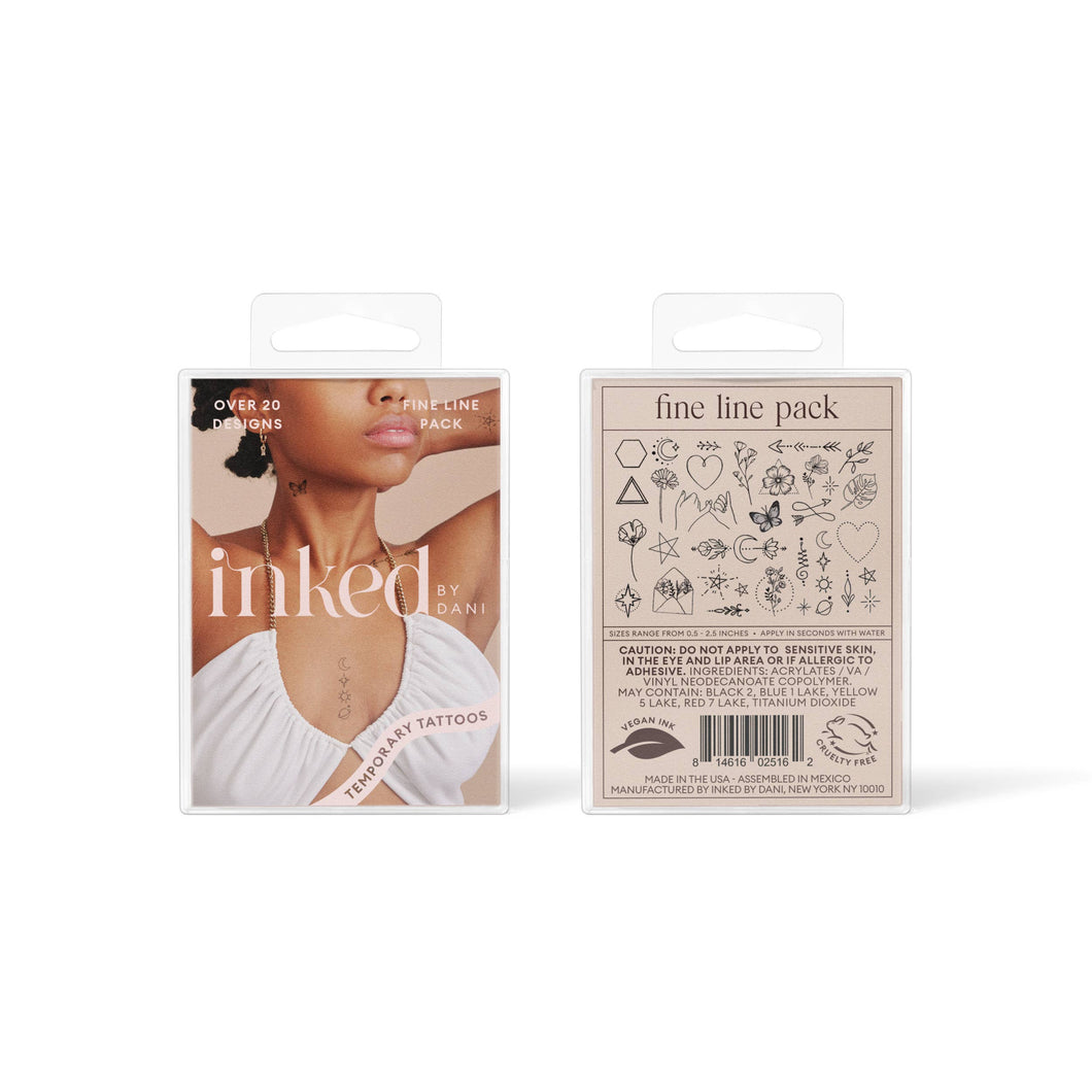 Fine Line Temporary Tattoo Pack