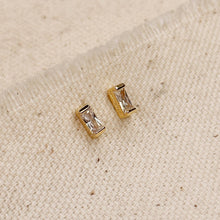 Load image into Gallery viewer, 18k Gold Filled Baguette Birthstone Stud Earrings
