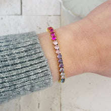 Load image into Gallery viewer, Tennis bracelet Colorful rainbow crystals 
