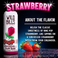 Load image into Gallery viewer, Ring Pop Soda Strawberry Pure Cane Sugar, 12-Pack, Cans
