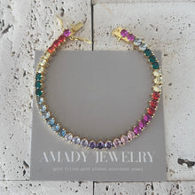 Load image into Gallery viewer, Tennis bracelet Colorful rainbow crystals 
