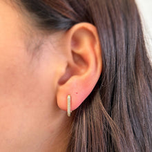 Load image into Gallery viewer, Micro CZ Rectangle Clicker Earrings
