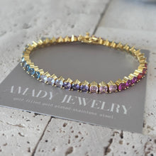 Load image into Gallery viewer, Tennis bracelet Colorful rainbow crystals 
