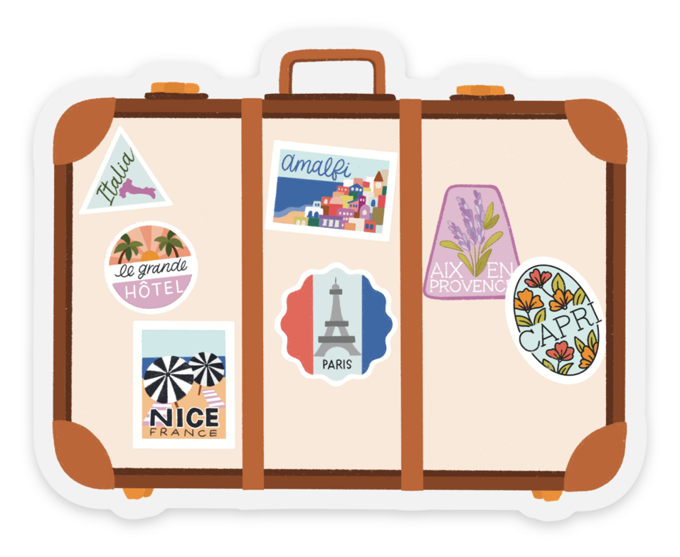 Clear European Travel Case Sticker 3x2.4in