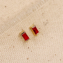 Load image into Gallery viewer, 18k Gold Filled Baguette Birthstone Stud Earrings
