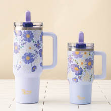 Load image into Gallery viewer, 20 oz Lifestyle Flip Straw Tumbler-Bouquet Beauty Purple
