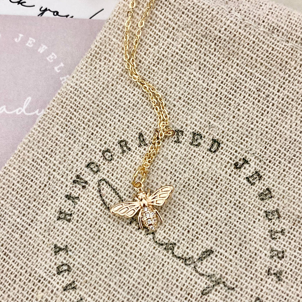 Honey Bee Queen Bee Pendant Charm chain necklace 