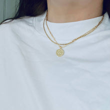 Load image into Gallery viewer, Coin Medallion pendant charm on a 18k Gold Fill cuban chain 
