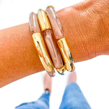 Load image into Gallery viewer, Fall &amp; Gold Acrylic Tube Bamboo Bracelets
