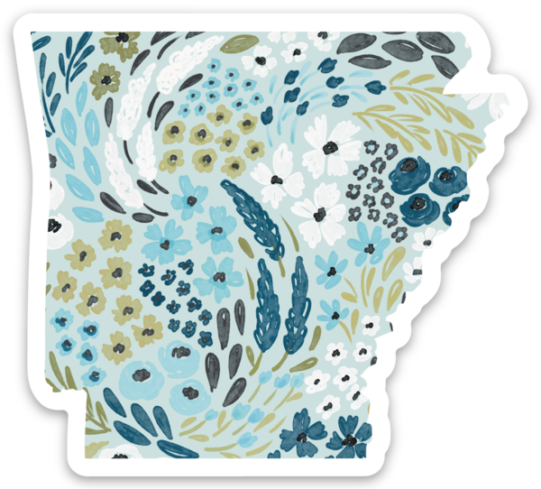 Arkansas Floral State Sticker 3x2.75