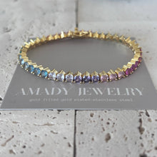 Load image into Gallery viewer, Tennis bracelet Colorful rainbow crystals 
