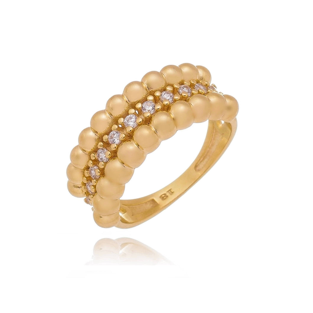 18k GoldFilled Beaded and Cubic Zirconia Ring