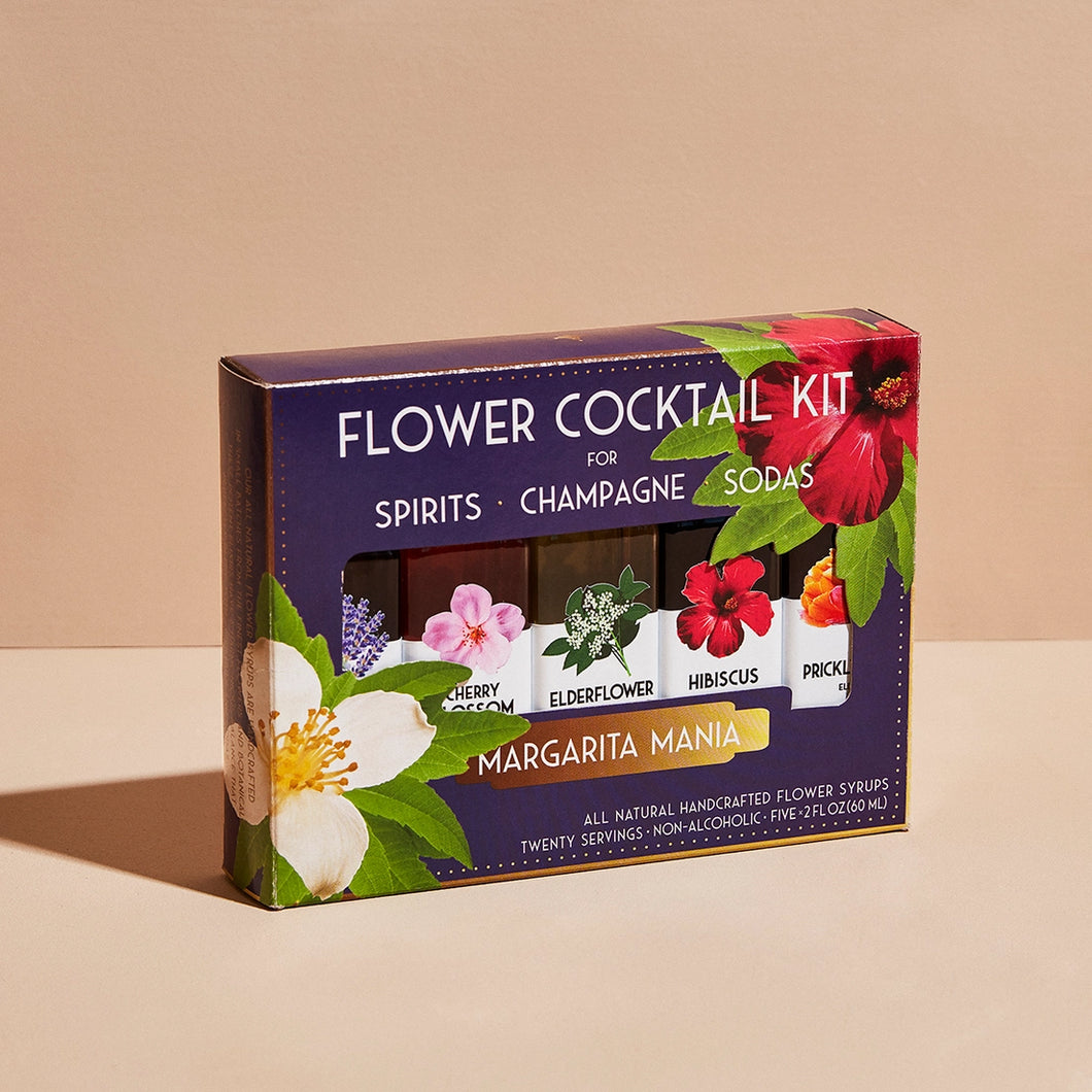 Margarita Lovers Cocktail Kit. 5-Pack Flower Syrups.