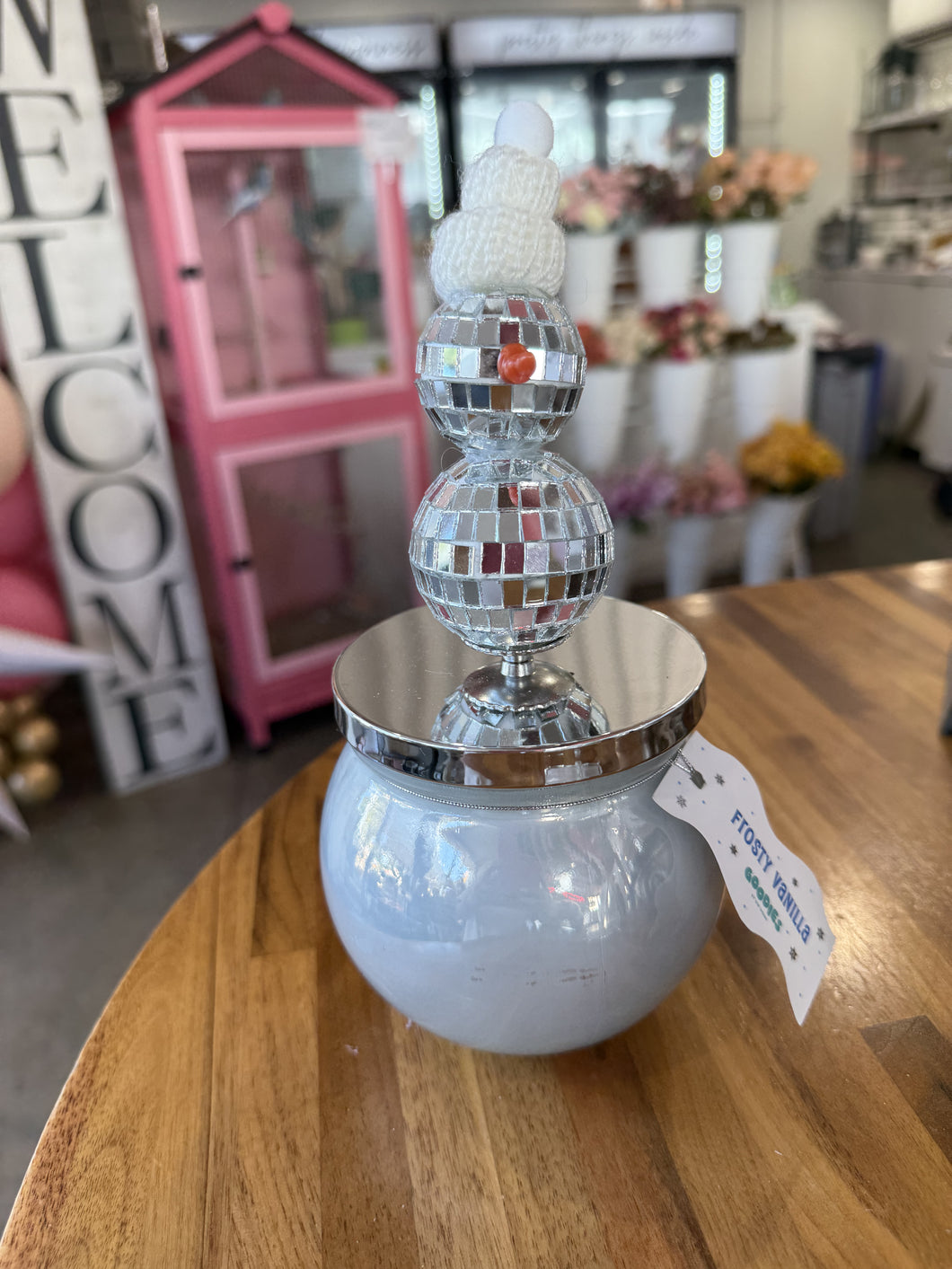 Frosty Vanilla Disco Snowman Candle