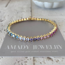 Load image into Gallery viewer, Tennis bracelet Colorful rainbow crystals 
