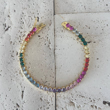 Load image into Gallery viewer, Tennis bracelet Colorful rainbow crystals 
