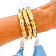 Load image into Gallery viewer, Clear Ivory Marble Acrylic Tube Bamboo Bracelet
