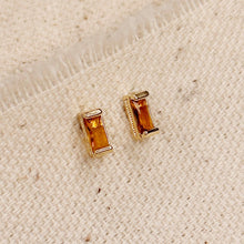 Load image into Gallery viewer, 18k Gold Filled Baguette Birthstone Stud Earrings
