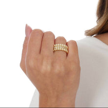 Load image into Gallery viewer, 18k GoldFilled Beaded and Cubic Zirconia Ring
