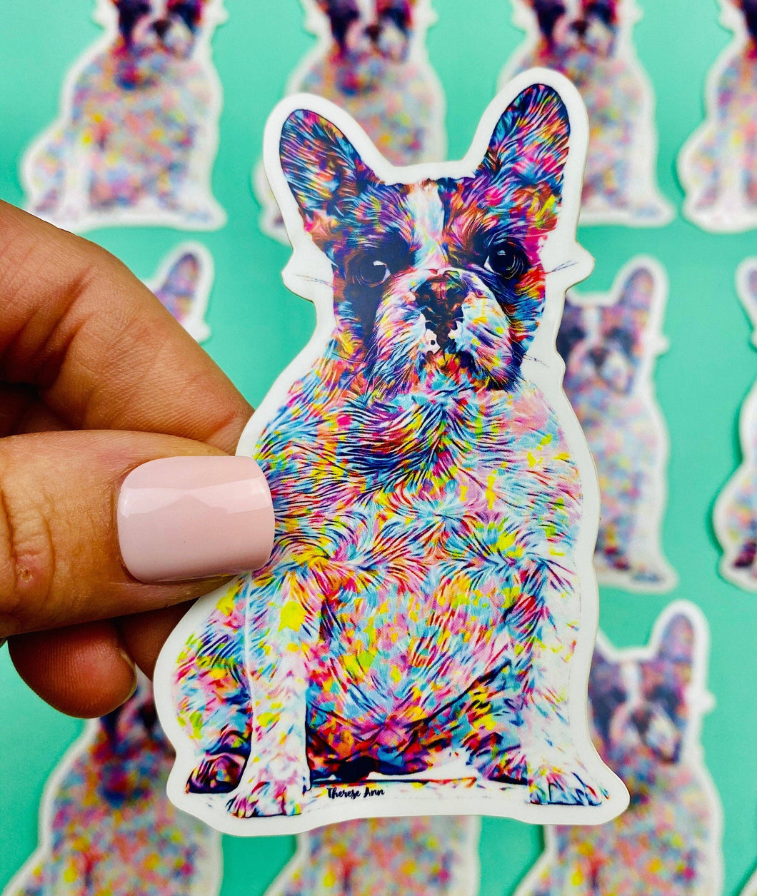 French Bulldog Sticker Colorful Abstract Cute Dog Sticker